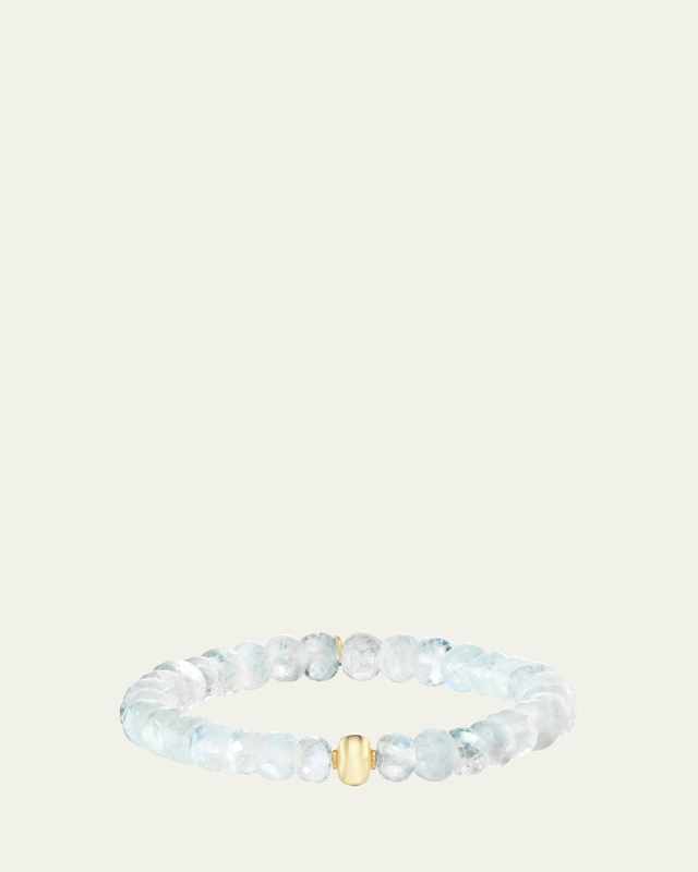 14K Rainbow Moonstone 8mm Beaded Bracelet with Plain Donut